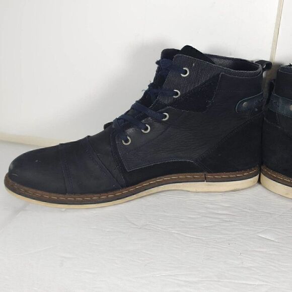Freebird Men\'s Fisk US12 Blue Navy Leather Lace-Up Ankle Chukka Boots